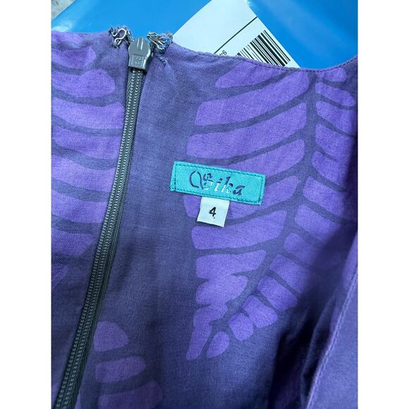 SIKA Tagoe leaf print light purple flutter sleeve long jumpsuit romper handmade - Picture 4 of 11